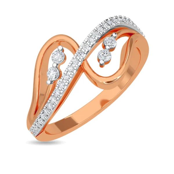 Lab Diamond Gold Intertwined Design Ring for Her - Image 4