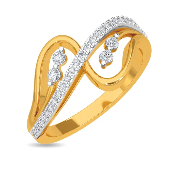 Lab Diamond Gold Intertwined Design Ring for Her