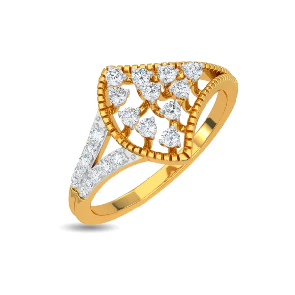 Distinctive Triangular Lab Diamond Ring in Yellow Gold