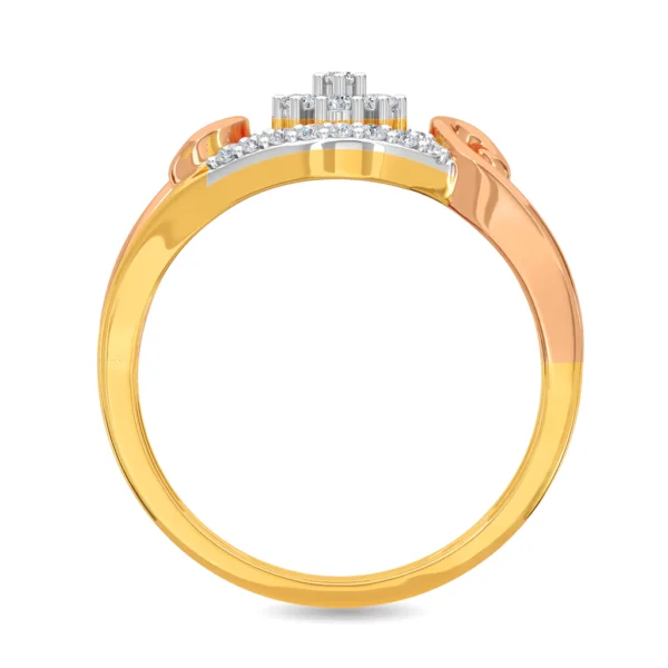 Dual-Tone Lab Diamond Cluster Ring with Braided Band Design - Image 3