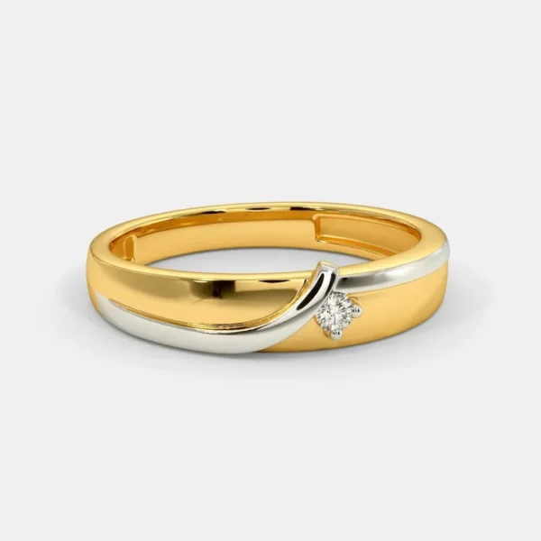 Dual-Tone Male Ring with Solitaire Lab Diamond