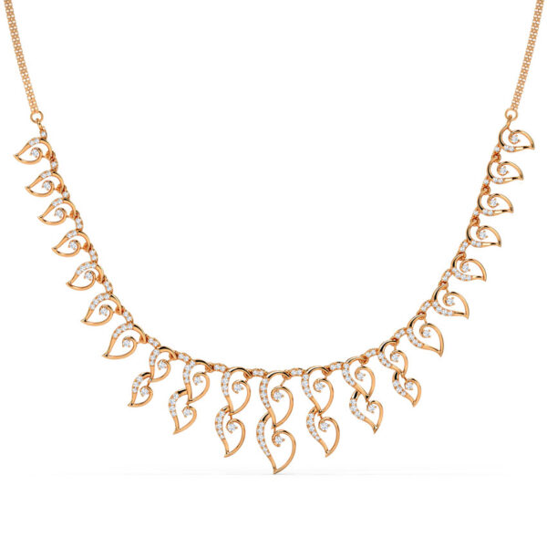 Elegant Gold Hearts Cascade Lab Diamond Necklace