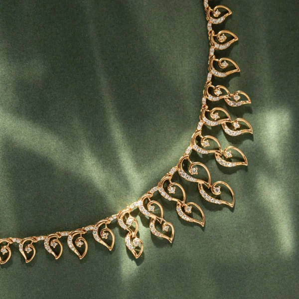 Elegant Gold Hearts Cascade Lab Diamond Necklace - Image 3
