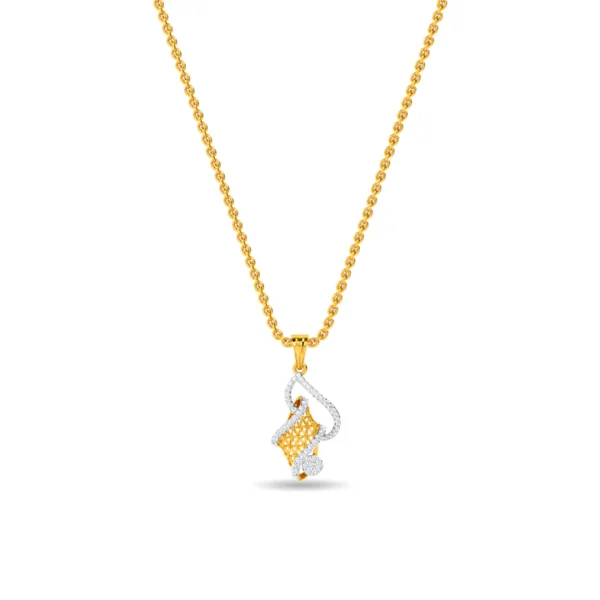 Elegant Gold Swirl Lab Diamond Lattice Pendant