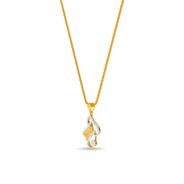 Elegant Gold Swirl Lab Diamond Lattice Pendant - Image 4