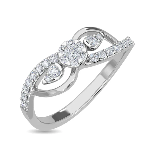 Elegant Swirl Halo Gold Lab Diamond Engagement Ring - Image 4