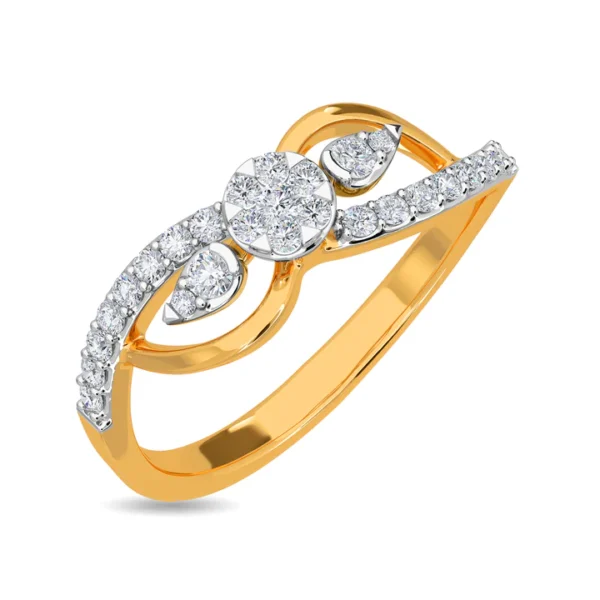 Elegant Swirl Halo Gold Lab Diamond Engagement Ring
