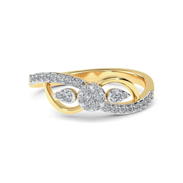 Elegant Swirl Halo Gold Lab Diamond Engagement Ring - Image 2