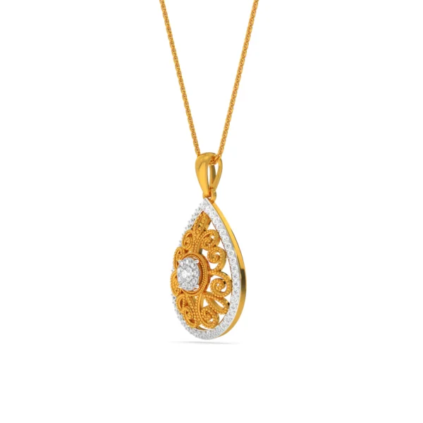 Elegant Teardrop Filigree Lab Diamond Pendant - Image 4