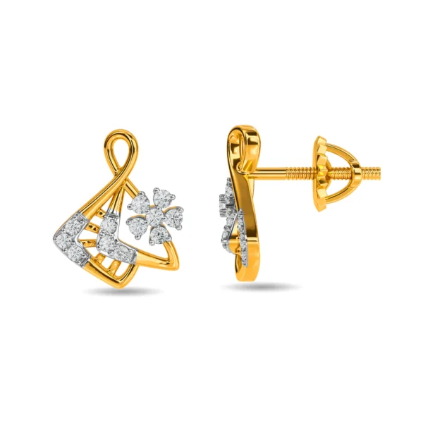 Eternal Floral Gold Lab Diamond Earrings - Image 4