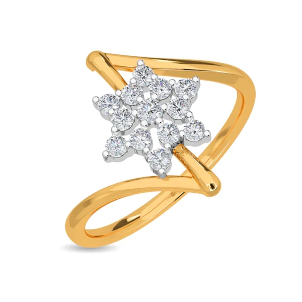 Floral Brilliance Cluster Lab Diamond Ring in Yellow Gold - Image 3