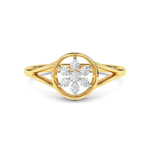 Contemporary Floral Brilliance Gold Diamond Engagement Ring - Image 2