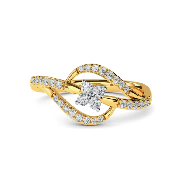 Floral Lab Diamond Modern Twist Design Yellow Gold Ring - Image 3