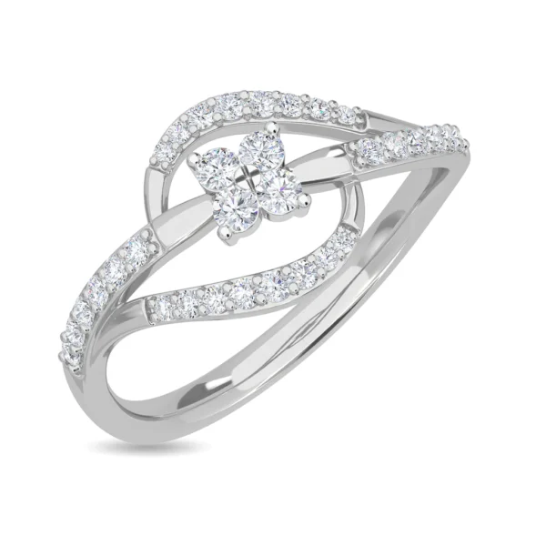 Floral Lab Diamond Modern Twist Design Yellow Gold Ring - Image 4