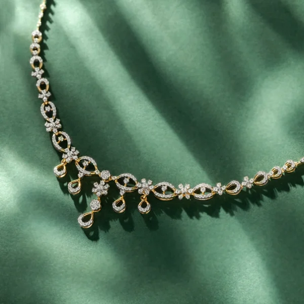 Floral Elegance Symphony Gold Lab Diamond Necklace