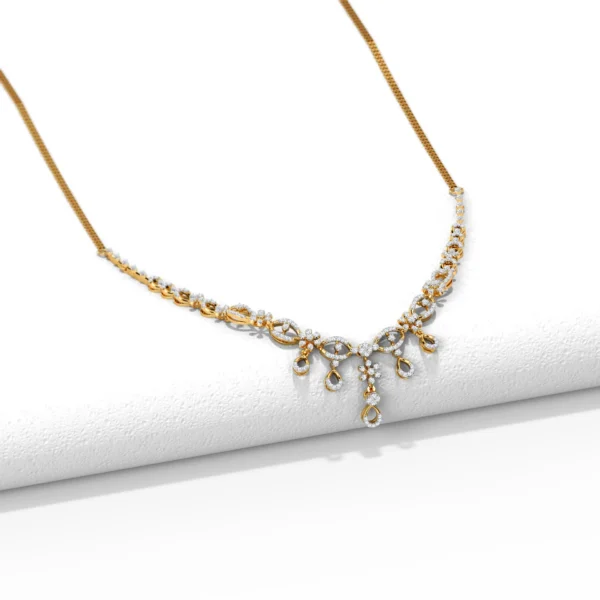 Floral Elegance Symphony Gold Lab Diamond Necklace - Image 4