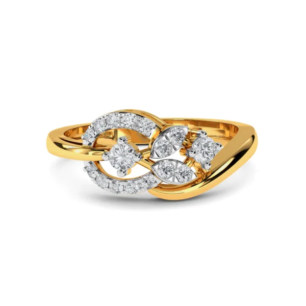 Floral Elegance Twisting Gold Lab Diamond Ring - Image 5