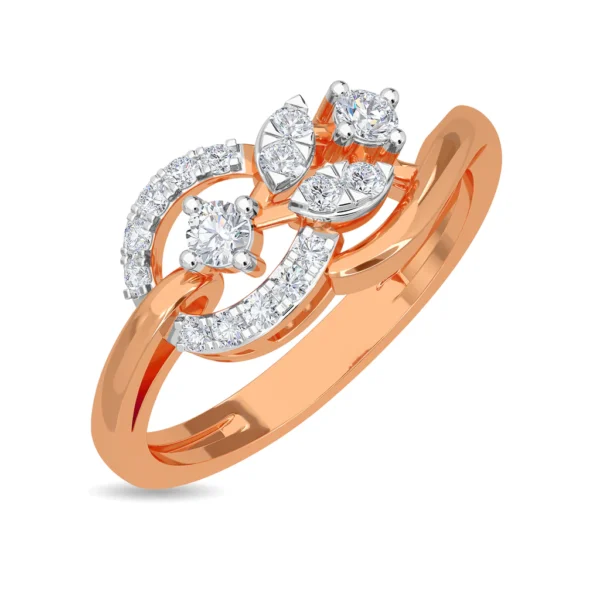 Floral Elegance Twisting Gold Lab Diamond Ring - Image 4