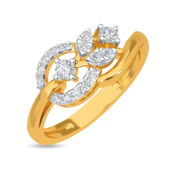 Floral Elegance Twisting Gold Lab Diamond Ring