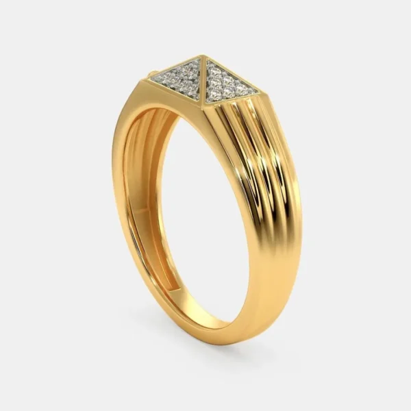Geometric Elegance Modern Gold Ring with Pave-Set Lab Diamonds for Him - Image 3