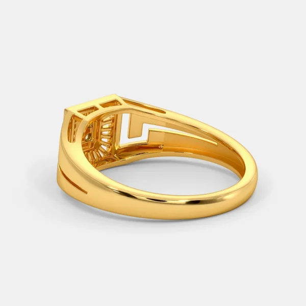 Geometric Square Pattern Gold Lab Diamond Ring for Men - Image 3