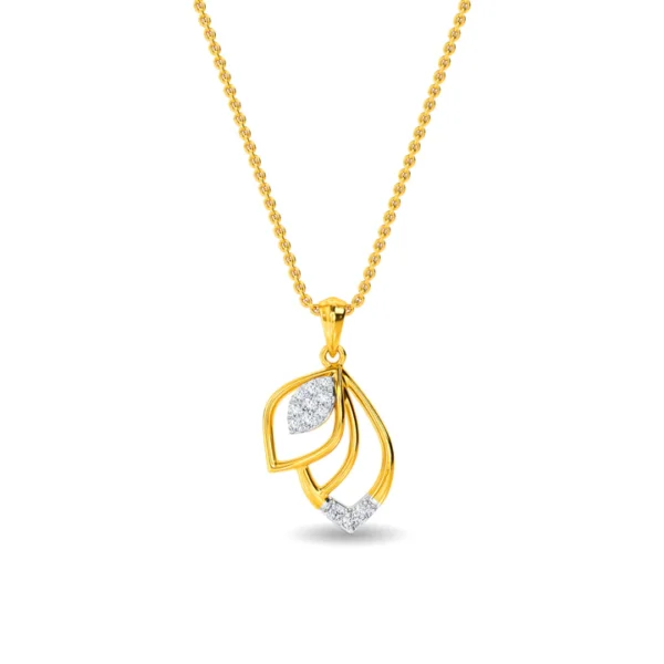 Gold Lab Diamond Elegant Flame Leaf Pendant