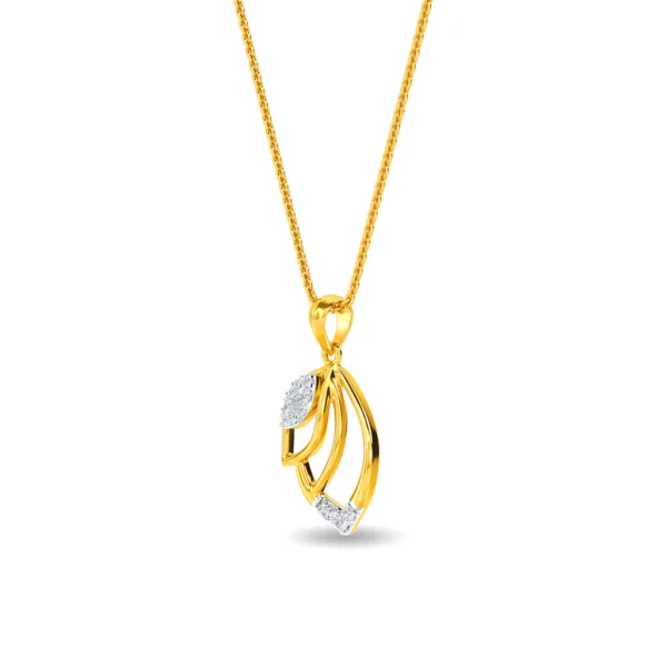 Gold Lab Diamond Elegant Flame Leaf Pendant - Image 3