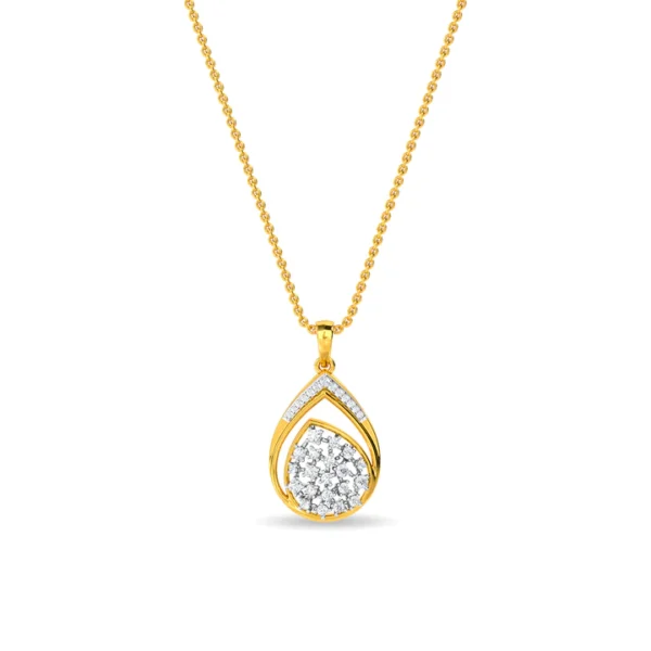 Gold Lab Diamond Elegant Teardrop Cluster Pendant