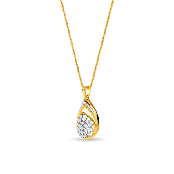 Gold Lab Diamond Elegant Teardrop Cluster Pendant - Image 4