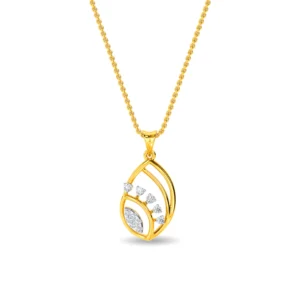 Gold Lab Diamond Sparkling Leaf Design Pendant