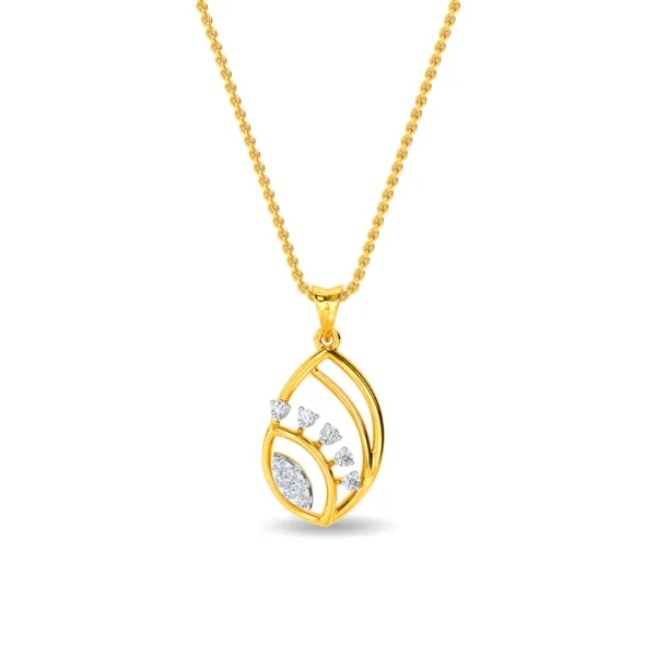 Gold Lab Diamond Sparkling Leaf Design Pendant
