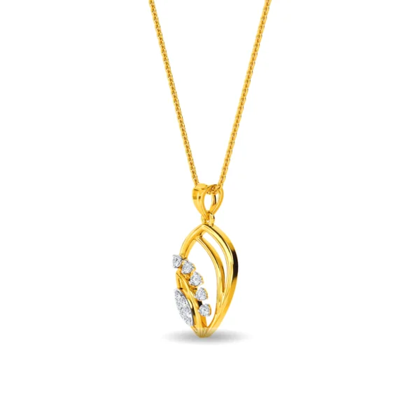 Gold Lab Diamond Sparkling Leaf Design Pendant - Image 3