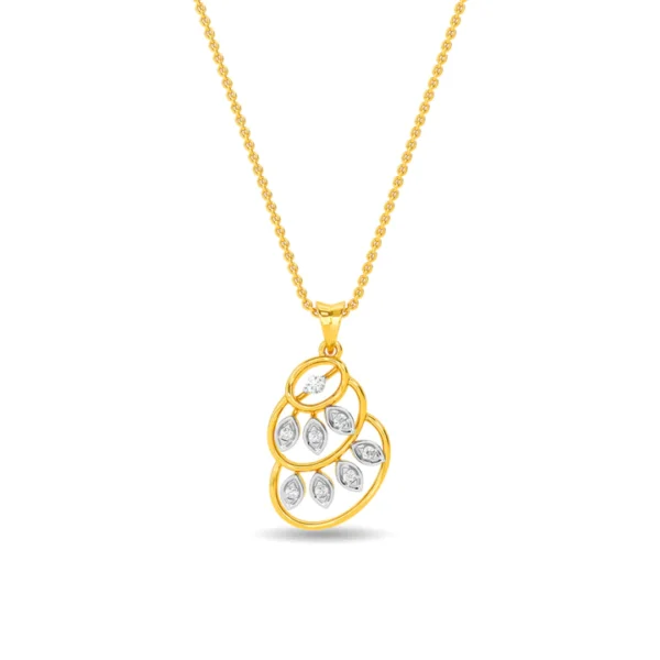 Gold Lab Diamond Swirling Leaves Pendant