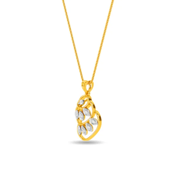 Gold Lab Diamond Swirling Leaves Pendant - Image 4
