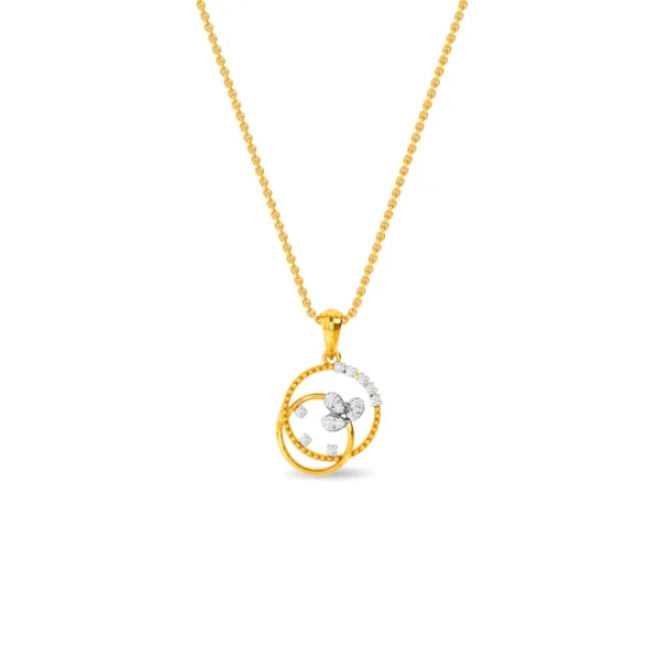Gold Dual Orbital Leafy Lab Diamond Pendant