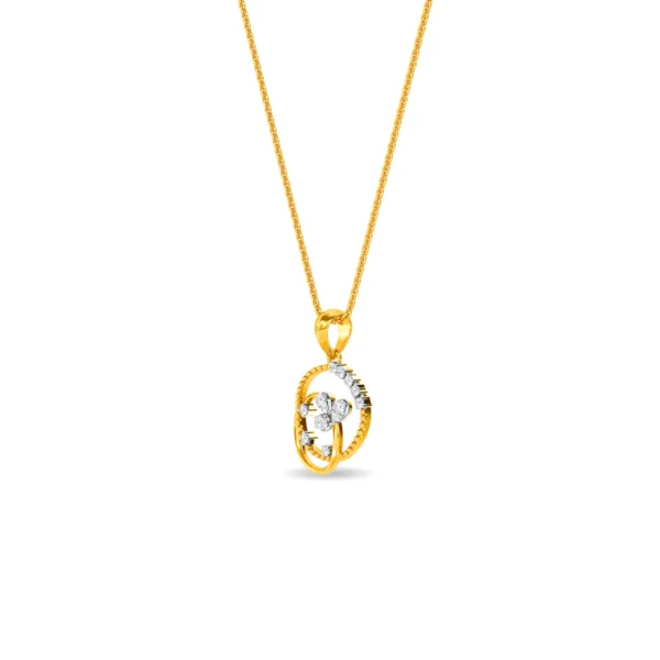 Gold Dual Orbital Leafy Lab Diamond Pendant - Image 4