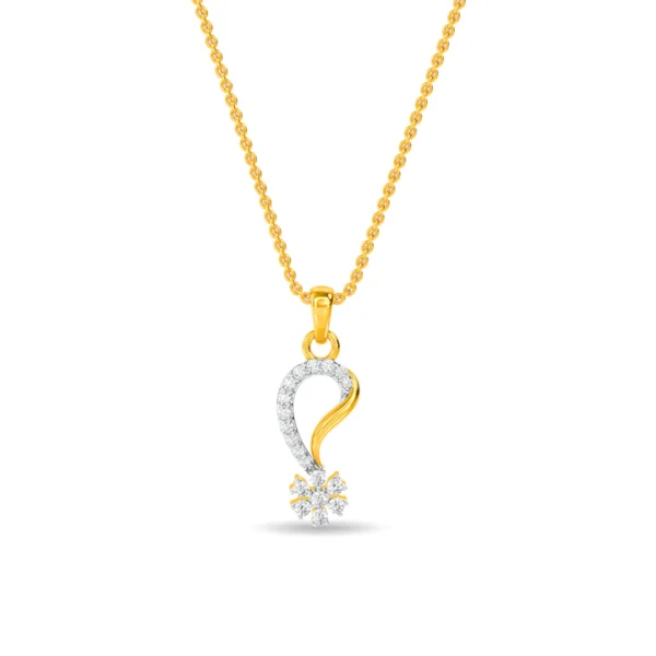 Gold Elegant Curve Pendant with Pave Set Lab Diamond Sparkle