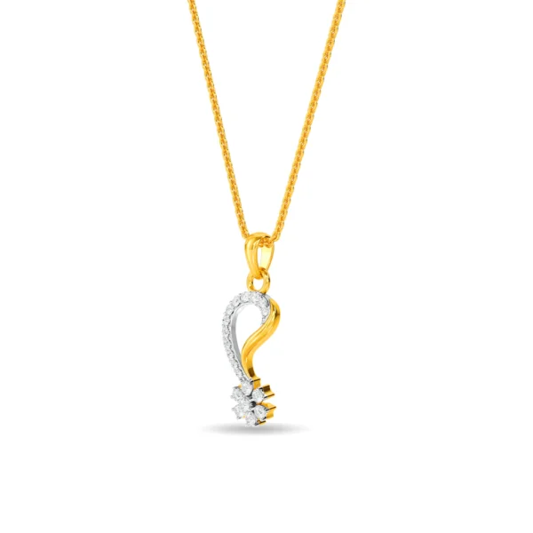 Gold Elegant Curve Pendant with Pave Set Lab Diamond Sparkle - Image 4