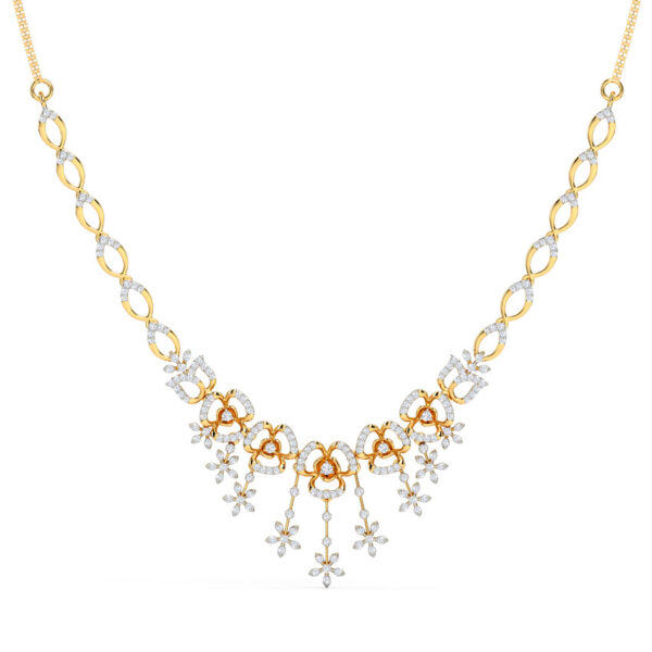 Gold Elegant Fringe Cascade Lab Diamond Necklace