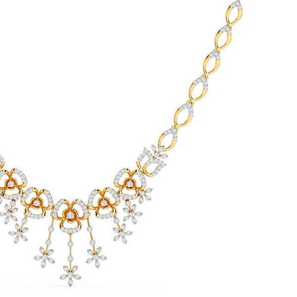 Gold Elegant Fringe Cascade Lab Diamond Necklace - Image 4