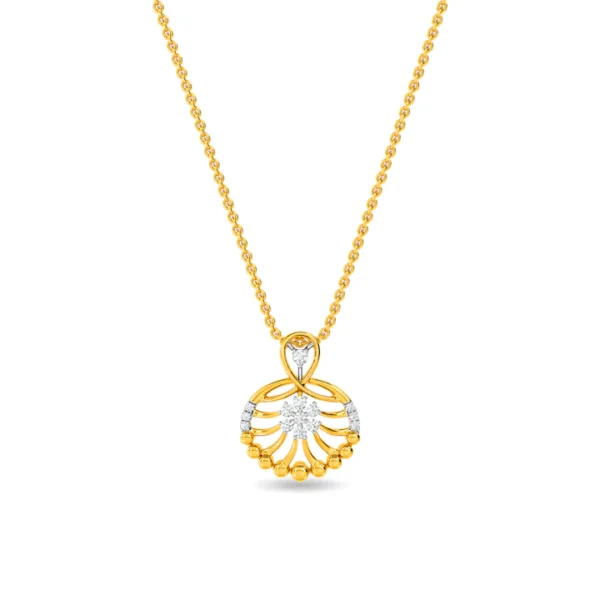 14KT Gold Flower Pendant with Diamond Center