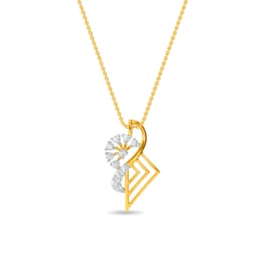 Gold Geometric Elegance Lab Diamond Floral Pendant