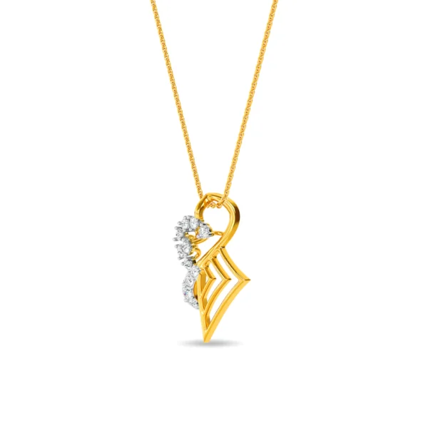Gold Geometric Elegance Lab Diamond Floral Pendant - Image 3