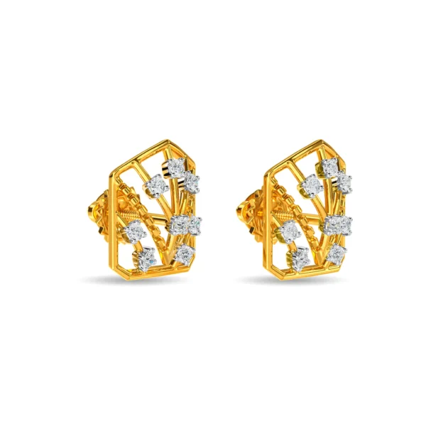 Gold Geometric Gleam Lab Diamond Stud Earrings - Image 4