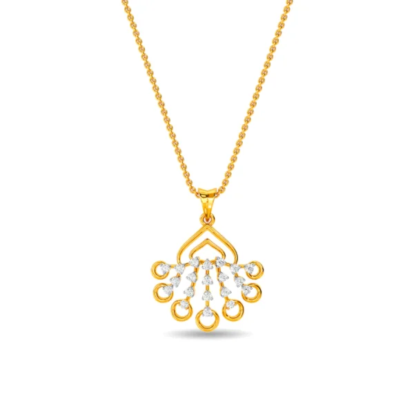 Gold Sparkling Symmetrical Design Lab Diamond Pendant
