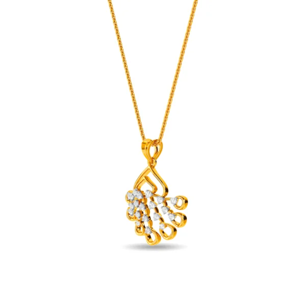 Gold Sparkling Symmetrical Design Lab Diamond Pendant - Image 4