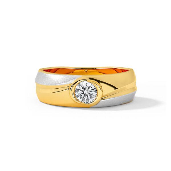 Gold Two-Tone Male Ring With Lab Diamonds - Image 2