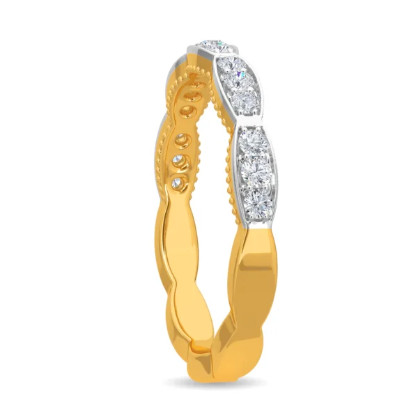 Gold Wavy Rhythm Lab Diamond Band Ring - Image 6