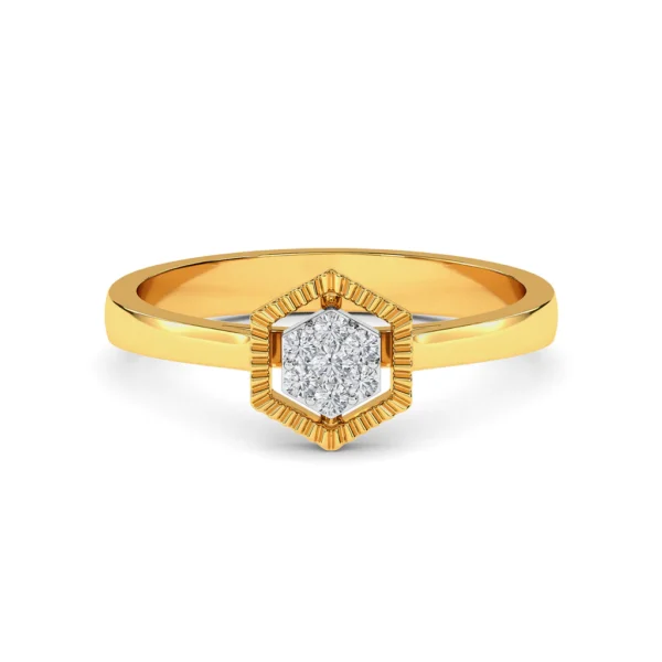 Hexagonal Illusion Lab Diamond Cluster Ring in Yellow Gold - Image 2
