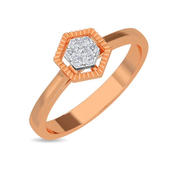 Hexagonal Illusion Lab Diamond Cluster Ring in Yellow Gold - Image 5